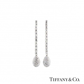 Tiffany & Co. Diamond Platinum Drop Earrings 5.82ct G/VS
